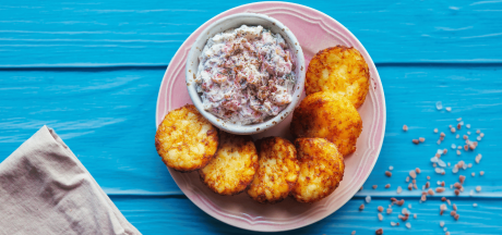 Rösti Rondjes pankūkas ar krēmīgu lasi un dillēm