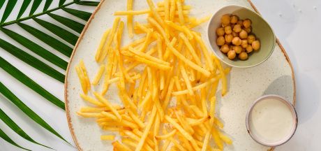 Skinny Fries ar mājās gatavotu aquafaba majonēzi 