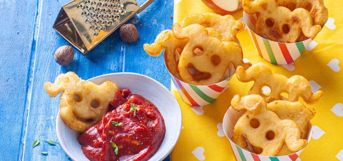 Kartupeļu smaidiņi ar mājās gatavotu kečupu